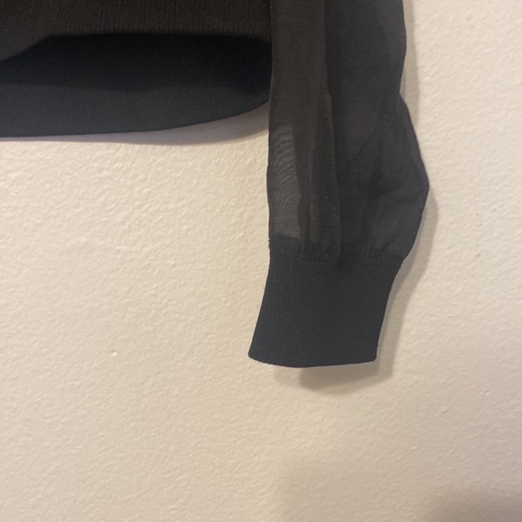 Good American Black Sheer Crop bomber jacket - Picture 6 of 10